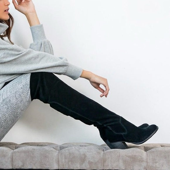 NWOT Kelsi Dagger Brooklyn Logan Black Suede Over The Knee Boots Size 6.5 - Picture 3 of 16